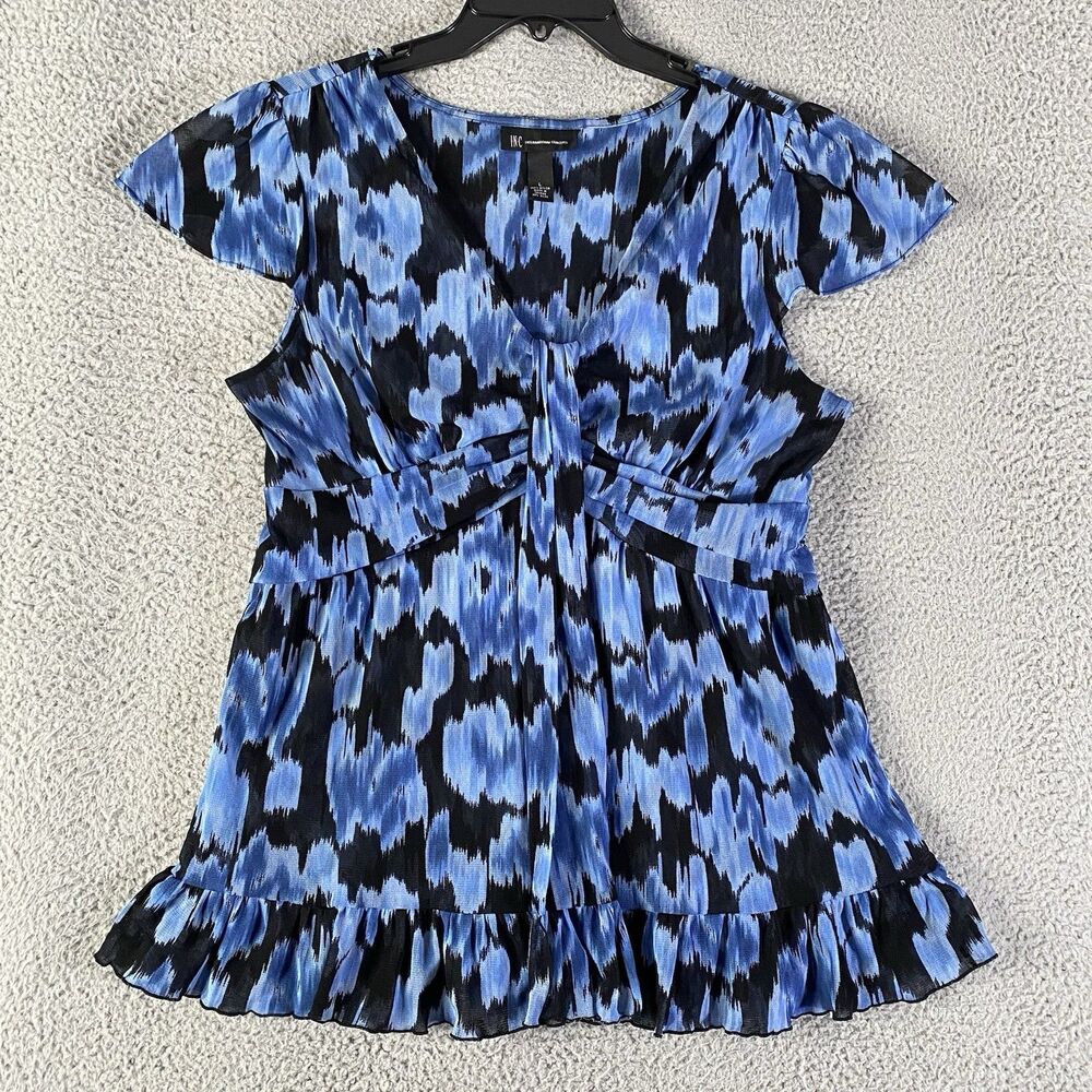 Vintage INC Top Womens Large Blue Black Tunic Y2K Babydoll Whimsigoth Fairy Boho